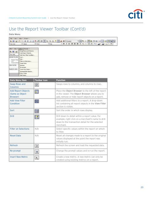 Citibank ® Custom Reporting System User Guide