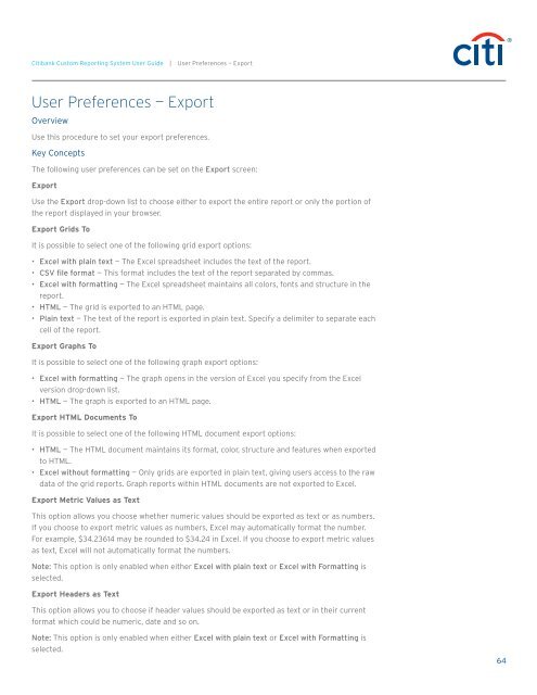 Citibank ® Custom Reporting System User Guide