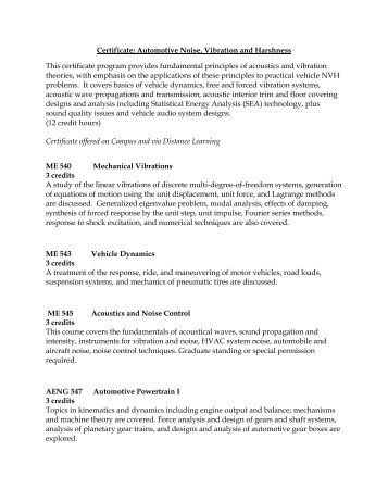 Noise, Vibration & Harshness (NVH)