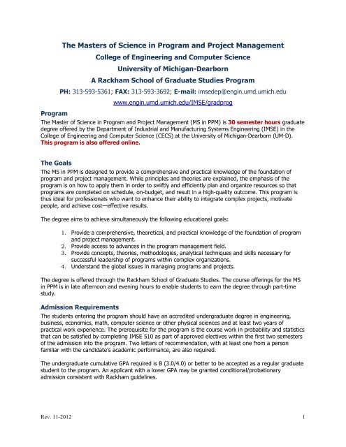 The Masters of Science in Program and Project Management