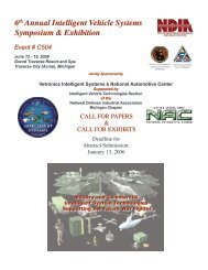 6th Annual Intelligent Vehicle Systems Symposium 13-15 June 2006