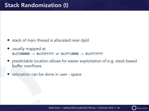 Adding ASLR to Jailbroken iPhones [PDF] - Antid0te