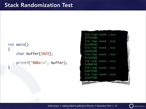 Adding ASLR to Jailbroken iPhones [PDF] - Antid0te