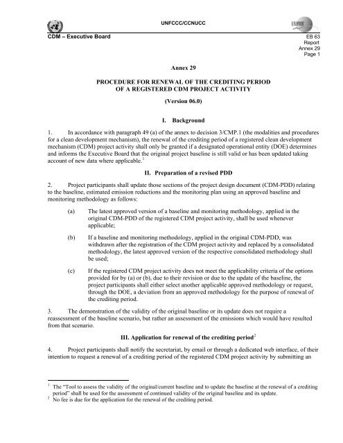 Procedure for renewal of the crediting period of a registered CDM ...