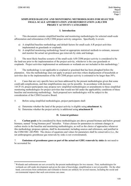 simplified baseline and monitoring methodologies for ... - CDM