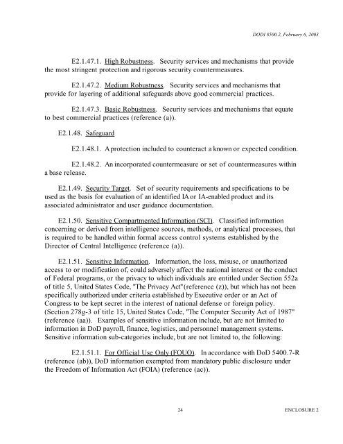 DoD Instruction 8500.2 - Common Access Card (CAC)