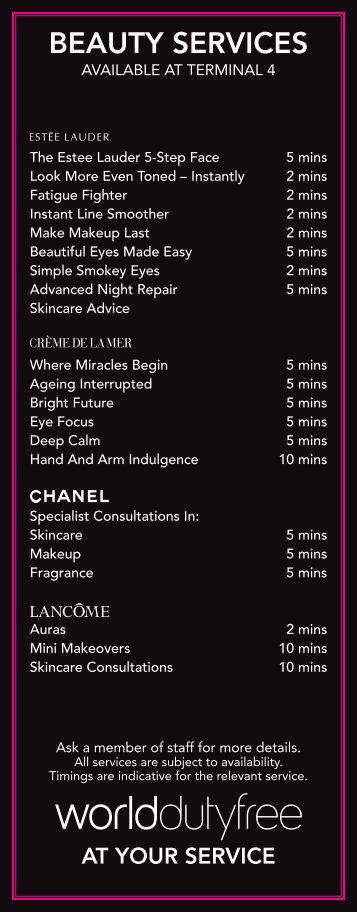 Beauty services in Terminal 4 - Heathrow Airport
