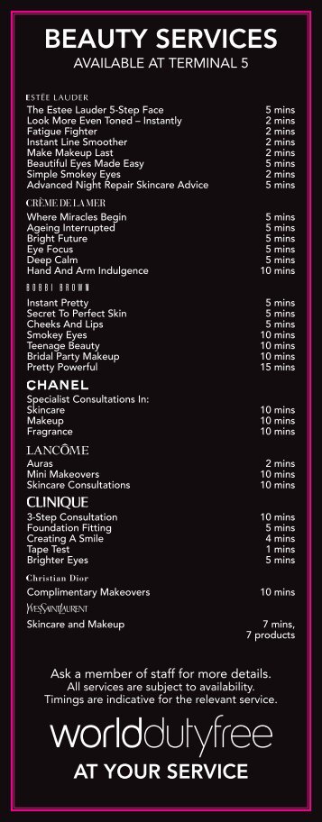 Beauty services in Terminal 5 - Heathrow Airport
