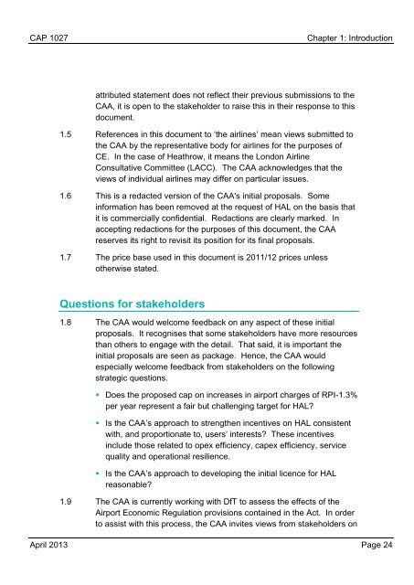 the CAA said - Heathrow Airport