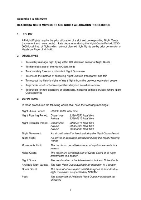 Appendix 4 to OSI/09/10 HEATHROW NIGHT ... - Heathrow Airport