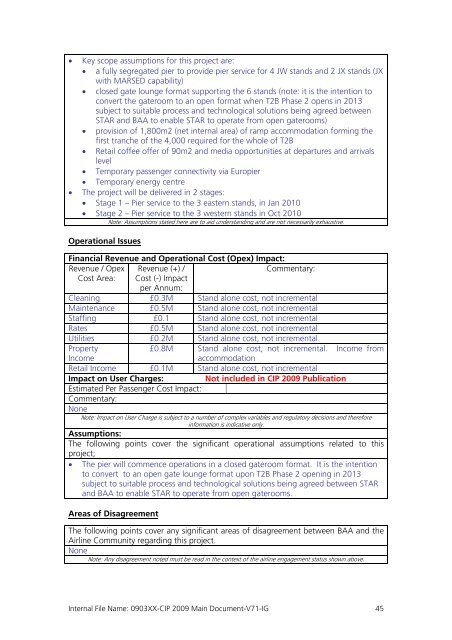 Capital Investment Plan 2009 - Heathrow Airport