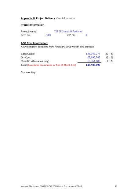 Capital Investment Plan 2009 - Heathrow Airport