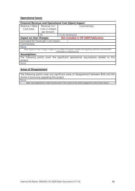 Capital Investment Plan 2009 - Heathrow Airport