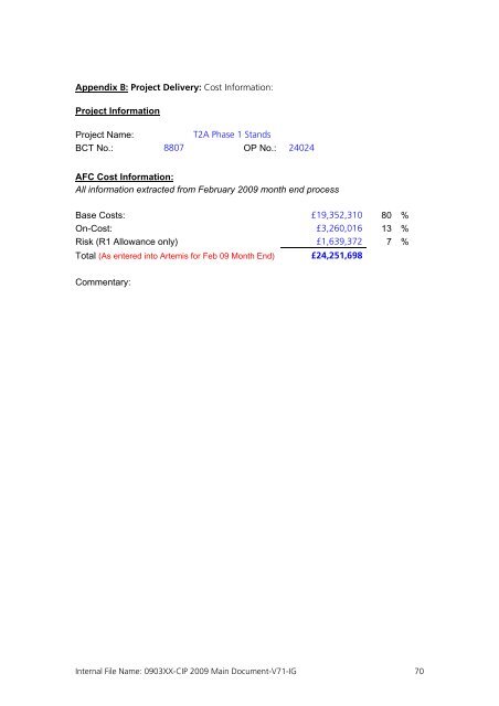 Capital Investment Plan 2009 - Heathrow Airport