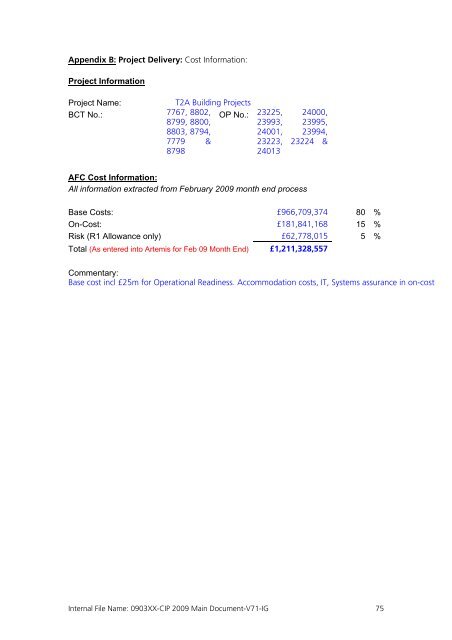 Capital Investment Plan 2009 - Heathrow Airport