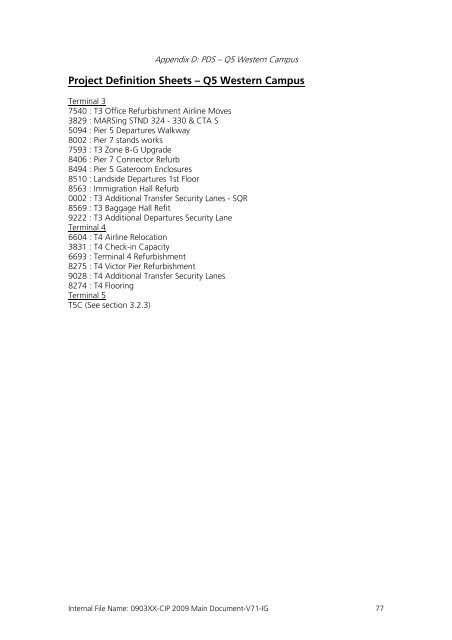 Capital Investment Plan 2009 - Heathrow Airport