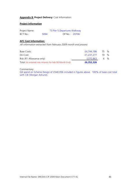 Capital Investment Plan 2009 - Heathrow Airport