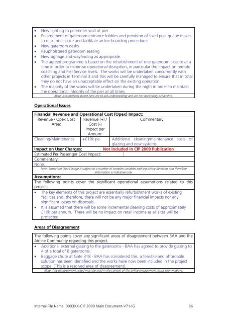 Capital Investment Plan 2009 - Heathrow Airport