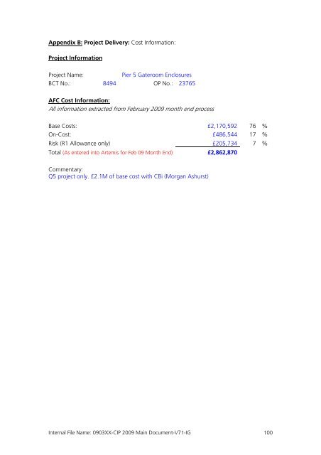 Capital Investment Plan 2009 - Heathrow Airport