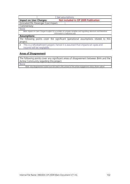 Capital Investment Plan 2009 - Heathrow Airport