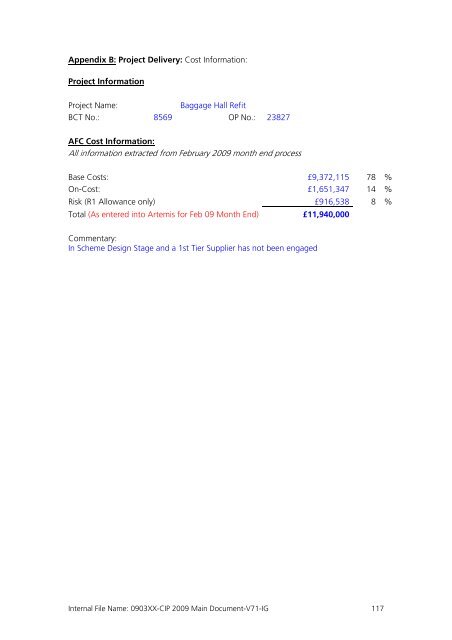 Capital Investment Plan 2009 - Heathrow Airport