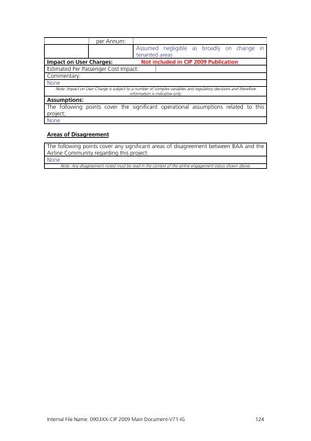 Capital Investment Plan 2009 - Heathrow Airport