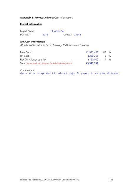 Capital Investment Plan 2009 - Heathrow Airport