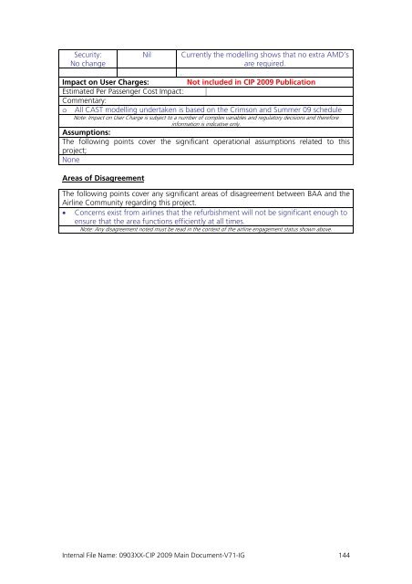 Capital Investment Plan 2009 - Heathrow Airport