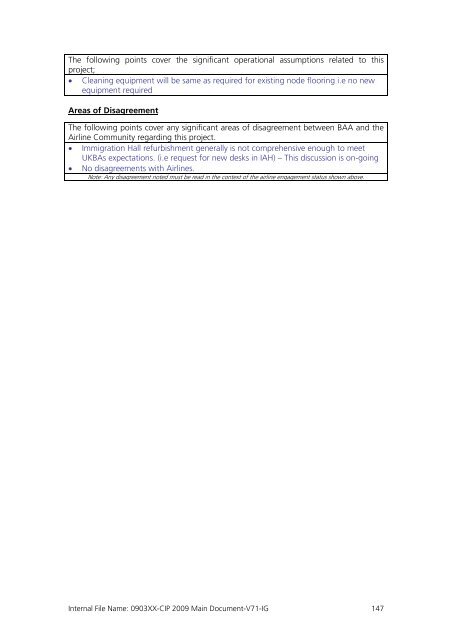 Capital Investment Plan 2009 - Heathrow Airport