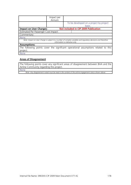 Capital Investment Plan 2009 - Heathrow Airport