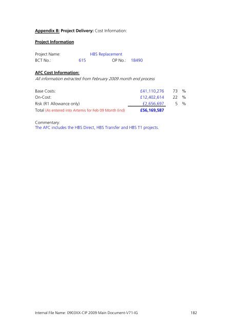 Capital Investment Plan 2009 - Heathrow Airport