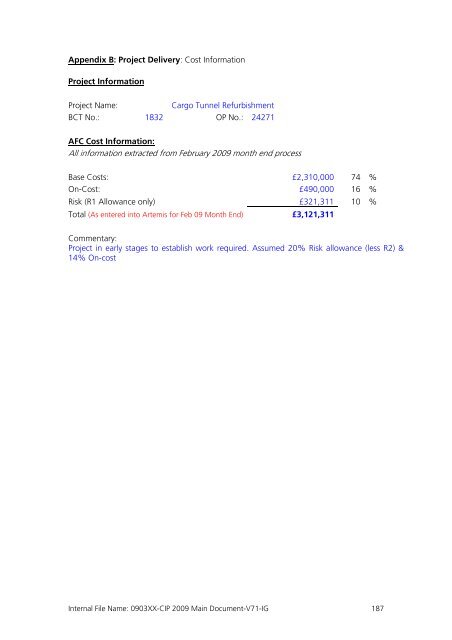 Capital Investment Plan 2009 - Heathrow Airport