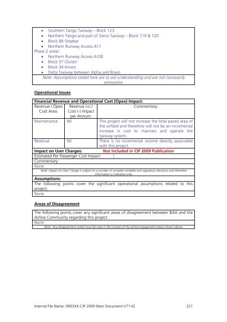 Capital Investment Plan 2009 - Heathrow Airport