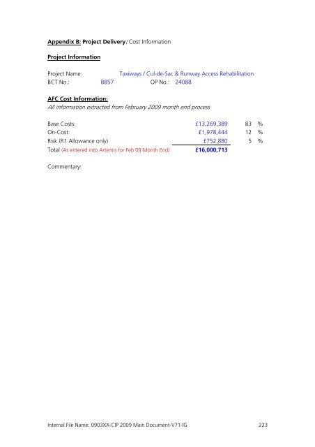 Capital Investment Plan 2009 - Heathrow Airport