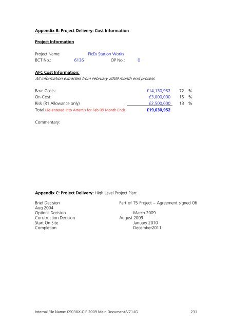 Capital Investment Plan 2009 - Heathrow Airport