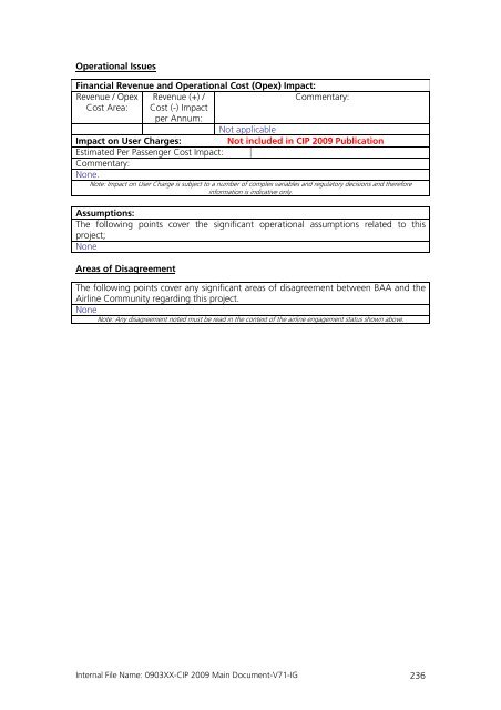 Capital Investment Plan 2009 - Heathrow Airport