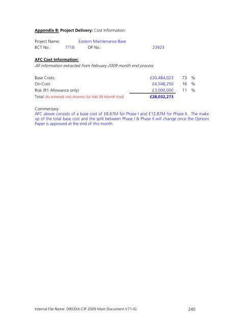 Capital Investment Plan 2009 - Heathrow Airport