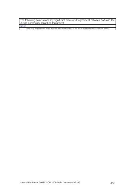 Capital Investment Plan 2009 - Heathrow Airport