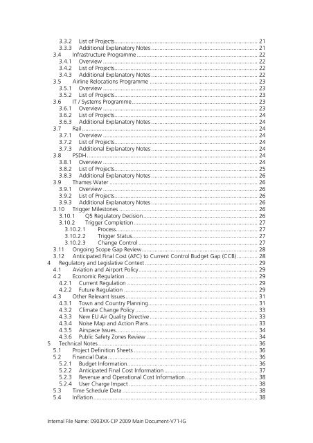 Capital Investment Plan 2009 - Heathrow Airport