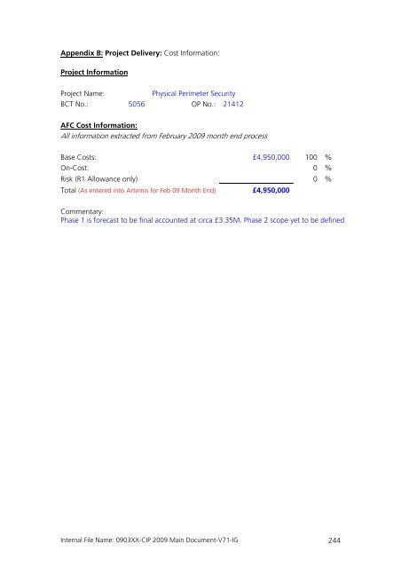 Capital Investment Plan 2009 - Heathrow Airport