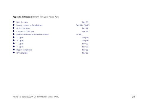 Capital Investment Plan 2009 - Heathrow Airport