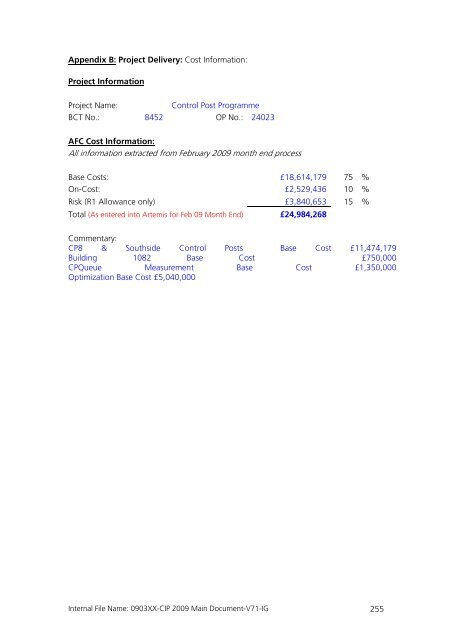 Capital Investment Plan 2009 - Heathrow Airport