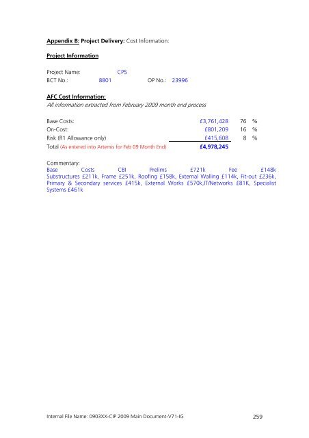 Capital Investment Plan 2009 - Heathrow Airport