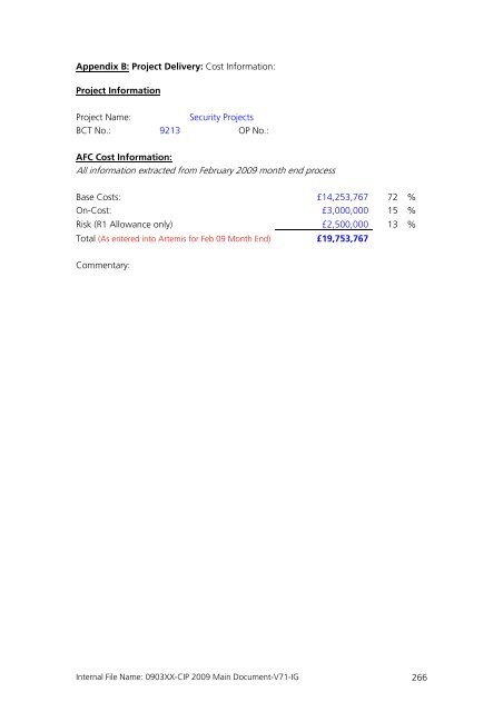 Capital Investment Plan 2009 - Heathrow Airport