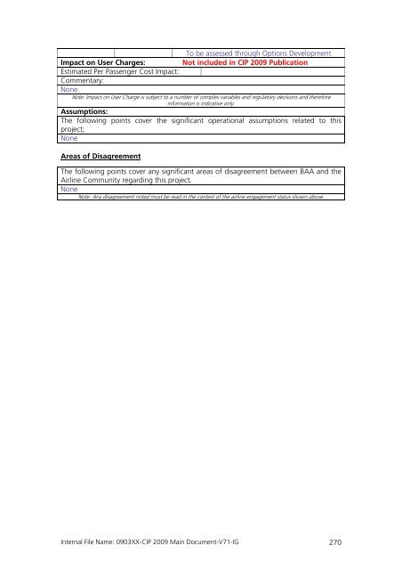 Capital Investment Plan 2009 - Heathrow Airport