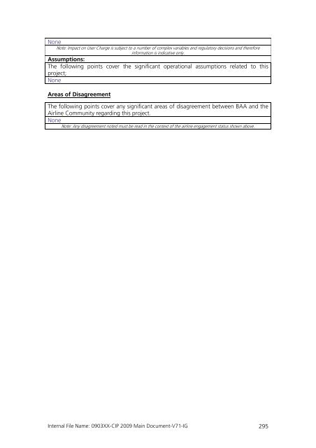 Capital Investment Plan 2009 - Heathrow Airport