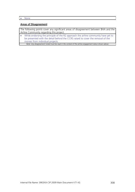 Capital Investment Plan 2009 - Heathrow Airport