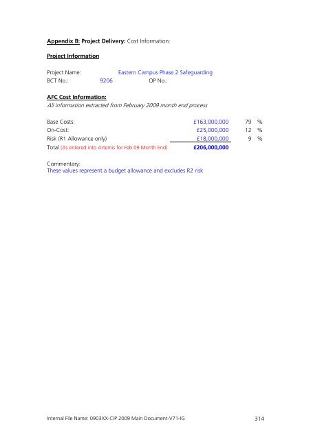 Capital Investment Plan 2009 - Heathrow Airport