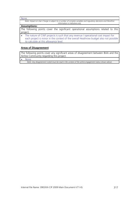 Capital Investment Plan 2009 - Heathrow Airport