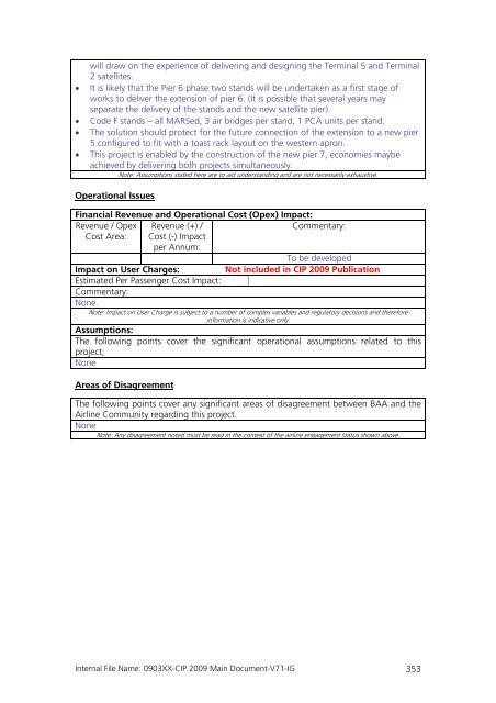 Capital Investment Plan 2009 - Heathrow Airport